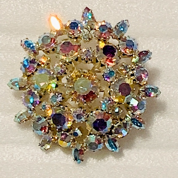 Vintage 50’s AB Rhinestone Brooch - Picture 2 of 5
